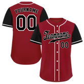 Custom Brown Black Raglan Sleeves Black Authentic Baseball Jersey